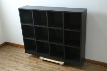 【ラフジュ工房オリジナル】　4×3マス　マットブラック　シックなペイントマス目棚　(R-087689)