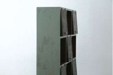 【ラフジュ工房オリジナル】　3×4マス　パタパタ扉付き　くすみカラーのペイントマス目棚　(R-087693)