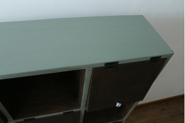 【ラフジュ工房オリジナル】　3×4マス　パタパタ扉付き　くすみカラーのペイントマス目棚　(R-087693)