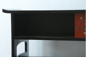 中古　美品　輪島塗　金彩・高蒔絵(梅・雀)　希少な朱塗りの飾り棚　定価約350万円　(R-087699)