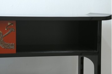 中古　美品　輪島塗　金彩・高蒔絵(梅・雀)　希少な朱塗りの飾り棚　定価約350万円　(R-087699)