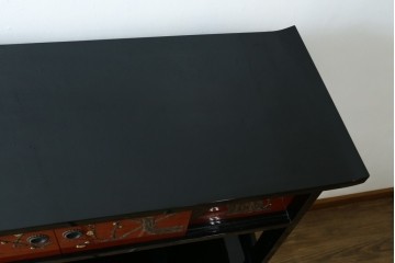 中古　美品　輪島塗　金彩・高蒔絵(梅・雀)　希少な朱塗りの飾り棚　定価約350万円　(R-087699)