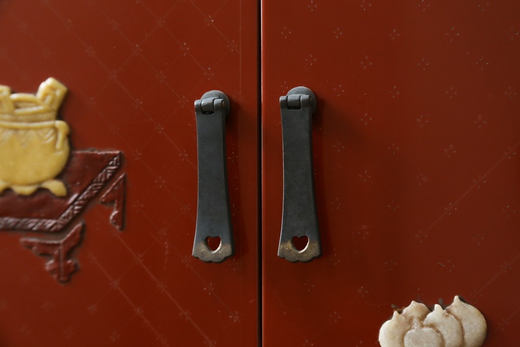 中古　美品　輪島塗　金彩・高蒔絵(梅・雀)　希少な朱塗りの飾り棚　定価約350万円　(R-087699)