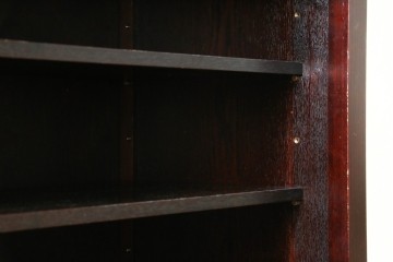 中古　美品　栗材　和モダン薫る格子デザインの水屋箪笥　(R-087700)