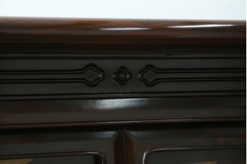 中古　美品　最高級　国産職人手作り　林光琳作　黒檀(コクタン)材　漆塗り　蒔絵入りの格調高い飾り棚　定価約240万円　(R-087703)