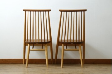 中古　美品　柏木工(KASHIWA)　ウォールナット材&オーク材　ツートンカラーが美しいCC71 CIVIL(シビル)ダイニングチェア2脚セット　(R-087705)