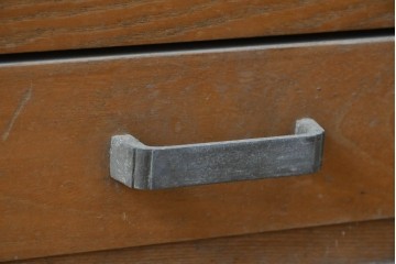 和製ヴィンテージ　引き出し付き　昭和レトロな木枠の縦型ガラスケース　(R-087722)