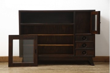 中古　松本民芸家具　可愛らしいデザインの90型茶タンス　定価約44万円　(R-087727)