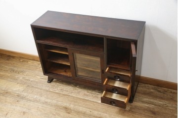中古　松本民芸家具　可愛らしいデザインの90型茶タンス　定価約44万円　(R-087727)