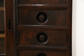 中古　松本民芸家具　可愛らしいデザインの90型茶タンス　定価約44万円　(R-087727)