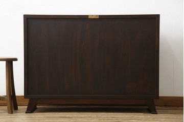 中古　松本民芸家具　可愛らしいデザインの90型茶タンス　定価約44万円　(R-087727)