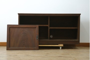 和製アンティーク　古建具リメイク　欅(ケヤキ)材　引き戸の杢目が目を惹くサイドボード　R-087728