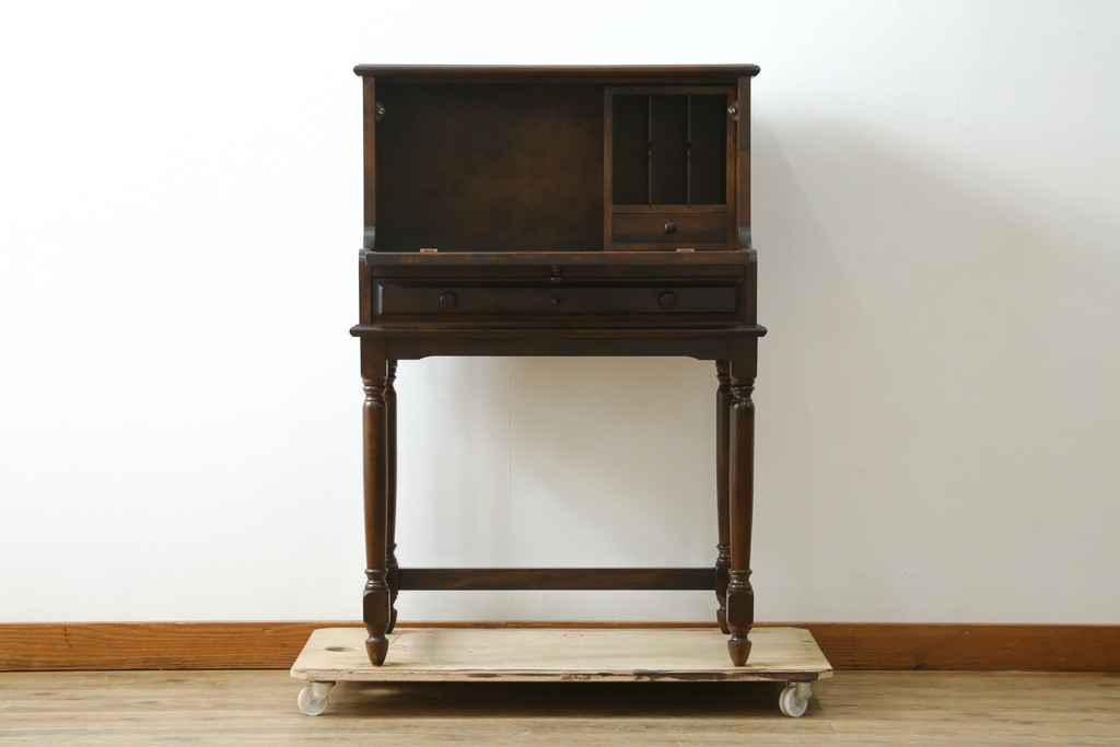 中古　希少な廃番品　蝦夷民藝(蝦夷民芸家具)　取り外せる小引き出し付きライティングビューロー　(R-087731)
