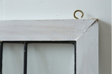 イギリスアンティーク　淡いピンクとグリーンの花模様が可憐なステンドグラスパネル　(R-087735)