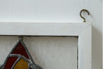 イギリスアンティーク　色とりどりで可愛らしいステンドグラスパネル　(R-087740)