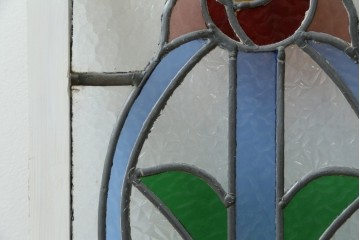 イギリスアンティーク　色とりどりで可愛らしいステンドグラスパネル　(R-087740)