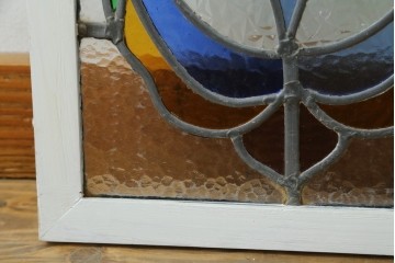 イギリスアンティーク　色とりどりで可愛らしいステンドグラスパネル　(R-087740)