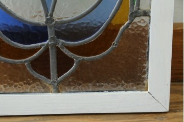 イギリスアンティーク　色とりどりで可愛らしいステンドグラスパネル　(R-087740)