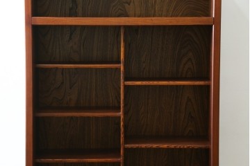 中古　美品　松本伝統指物工芸家具　欅(ケヤキ)材　漆塗り　格子戸が趣深い書棚　(R-087746)