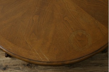 中古　高級品　希少デザイン　ドレクセル風の優美なラウンドローテーブル　(R-087747)