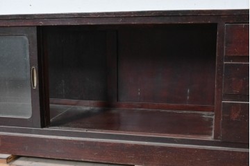 《天板取り付け加工費込み》　和製ビンテージ　落ち着いた色味が空間に馴染む収納力のあるローボード　(R-087753)