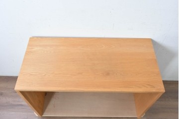 中古　希少な廃番品　無印良品(MUJI)　オーク無垢材　すっきりとしたデザインのデスク　(R-087754)