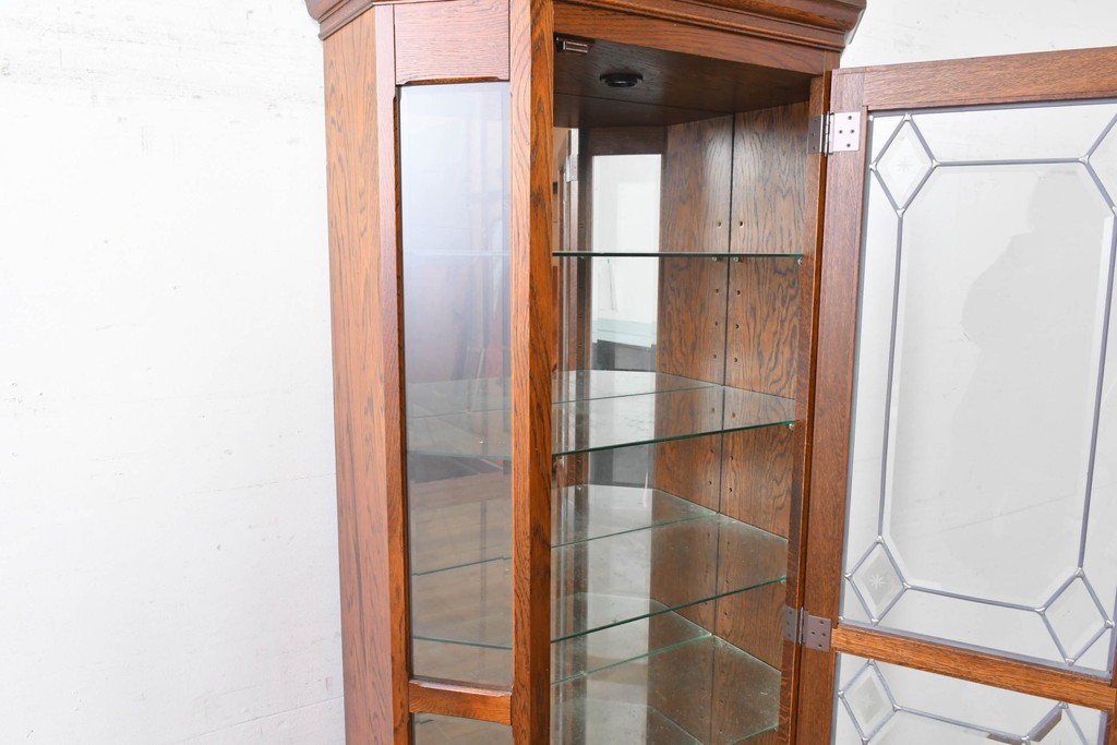 中古　美品　希少な廃番品!　COUNTRY HOUSE 2000(カントリーハウス)　Brugge(ブルージュ)　装飾ガラスが美しい背面鏡張りのキュリオケース　(R-087757)