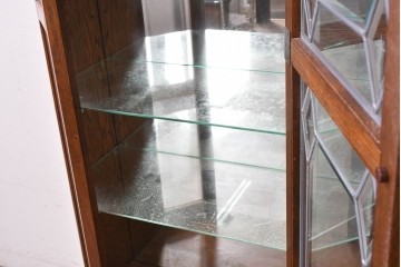 中古　美品　希少な廃番品!　COUNTRY HOUSE 2000(カントリーハウス)　Brugge(ブルージュ)　装飾ガラスが美しい背面鏡張りのキュリオケース　(R-087757)