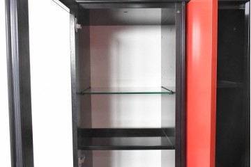 中古　美品　高級品!!　モリシゲ(MORISHIGE/森繁)　マリーナ　目の覚めるような赤と黒の配色が魅力の照明付き特大キャビネット　定価200万円以上　※搬入時に分解可能　(R-087762)