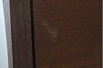 和製ヴィンテージ　希少デザイン　チーク材　丸鏡が印象的なミラー扉付きチェスト　(R-087767)