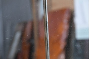 和製ヴィンテージ　希少デザイン　チーク材　丸鏡が印象的なミラー扉付きチェスト　(R-087767)