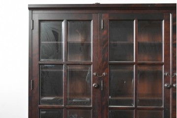 中古　北海道民芸家具　OM168特注品　カバ材　重厚な雰囲気の収納棚　(R-087768)