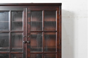 中古　北海道民芸家具　OM168特注品　カバ材　重厚な雰囲気の収納棚　(R-087768)