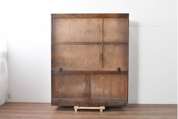 中古　北海道民芸家具　OM168特注品　カバ材　重厚な雰囲気の収納棚　(R-087768)