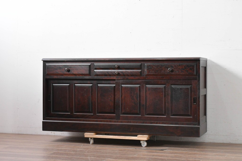 《天板取り付け加工費込み》中古　北海道民芸家具　カバ材　端正なフォルムのテレビボード　(R-087770)