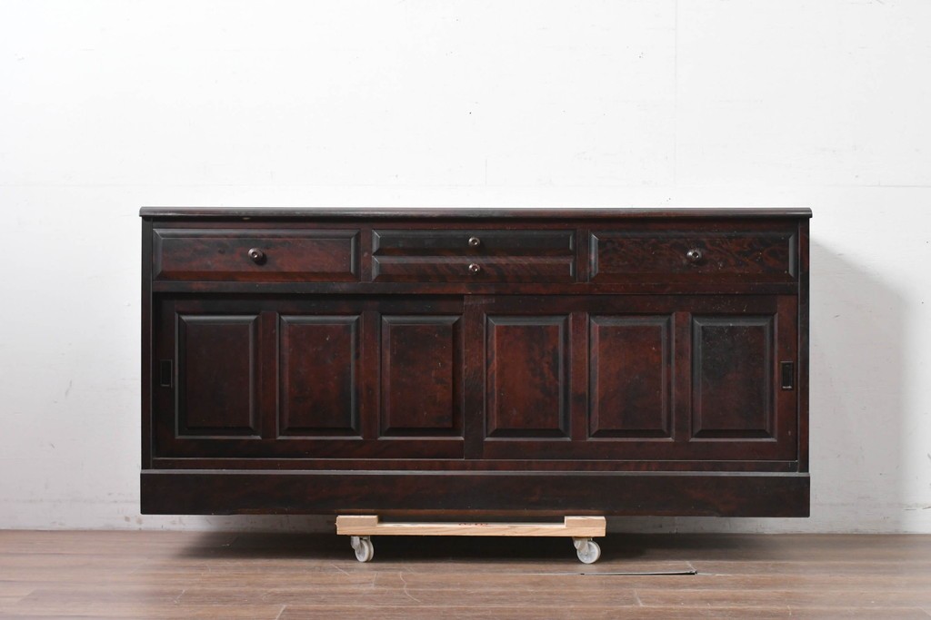 《天板取り付け加工費込み》中古　北海道民芸家具　カバ材　端正なフォルムのテレビボード　(R-087770)