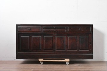 《天板取り付け加工費込み》中古　北海道民芸家具　カバ材　端正なフォルムのテレビボード　(R-087770)