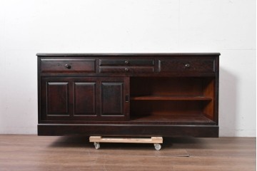 《天板取り付け加工費込み》中古　北海道民芸家具　カバ材　端正なフォルムのテレビボード　(R-087770)