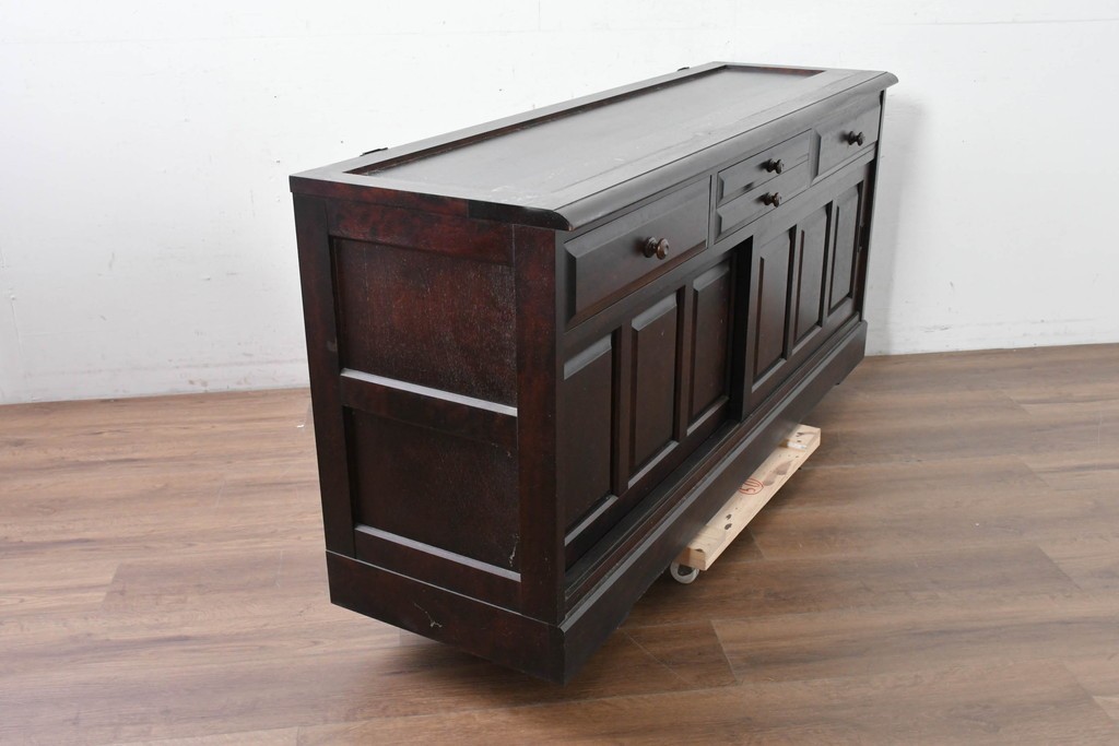 《天板取り付け加工費込み》中古　北海道民芸家具　カバ材　端正なフォルムのテレビボード　(R-087770)