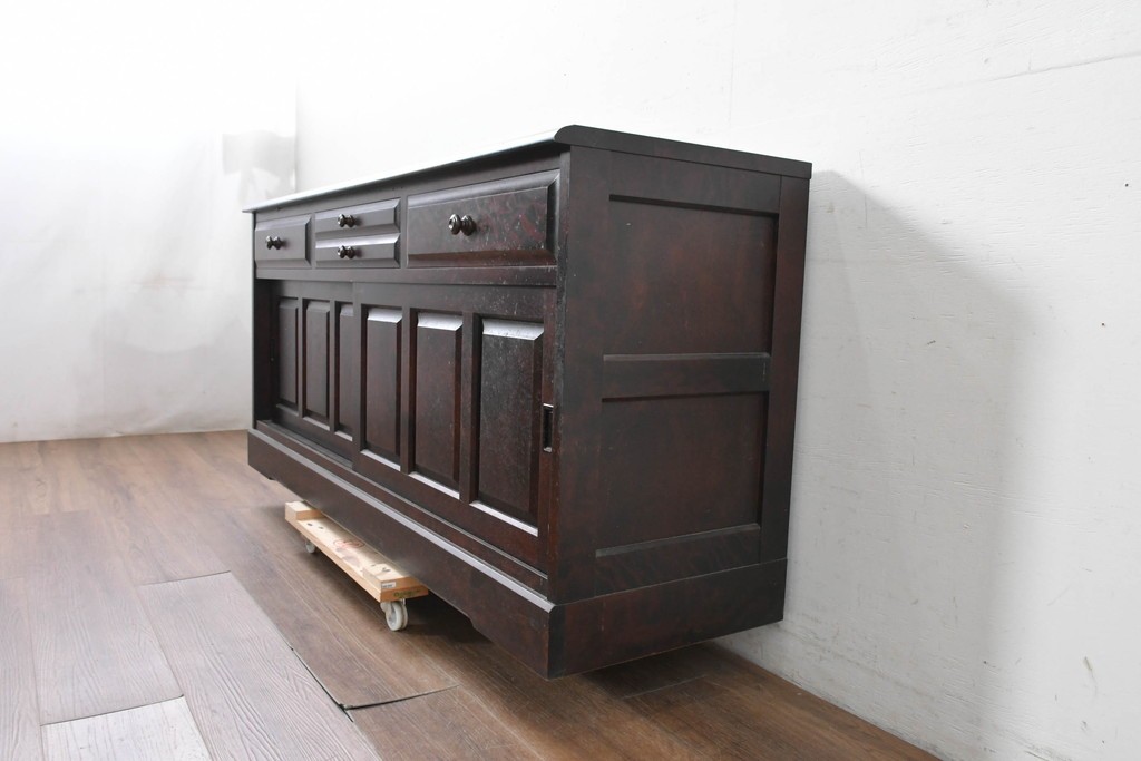 《天板取り付け加工費込み》中古　北海道民芸家具　カバ材　端正なフォルムのテレビボード　(R-087770)