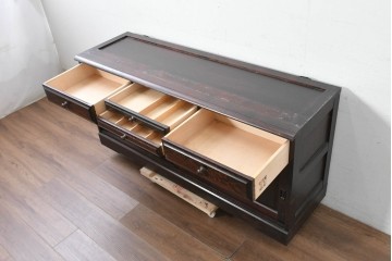 《天板取り付け加工費込み》中古　北海道民芸家具　カバ材　端正なフォルムのテレビボード　(R-087770)