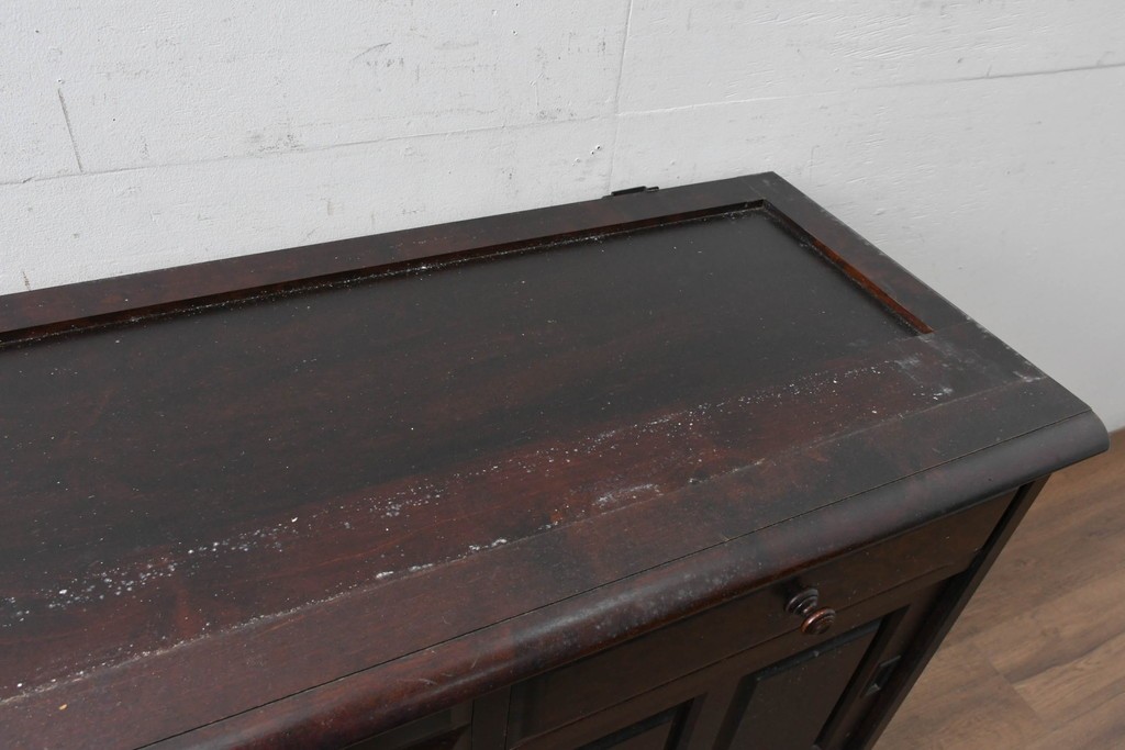 《天板取り付け加工費込み》中古　北海道民芸家具　カバ材　端正なフォルムのテレビボード　(R-087770)