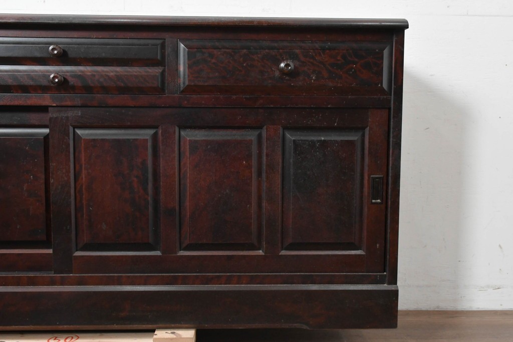 《天板取り付け加工費込み》中古　北海道民芸家具　カバ材　端正なフォルムのテレビボード　(R-087770)