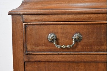 イギリスアンティーク　希少な幅狭サイズ!!　マホガニー材　クラシカルな金具と彫刻装飾が優雅な猫脚ガラスキャビネット　(R-087771)