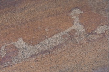 イギリスヴィンテージ　オーク材　リネンフォールドの伝統模様が施されたデスク　(R-087773)