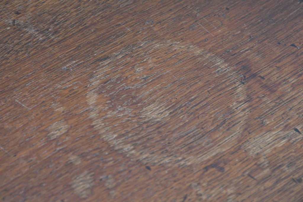 イギリスヴィンテージ　オーク材　リネンフォールドの伝統模様が施されたデスク　(R-087773)