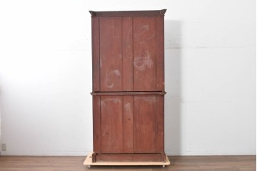 イギリスアンティーク　高級品!!　マホガニー材　優美な装飾と贅沢なレザートップのビューローブックケース　(R-087775)