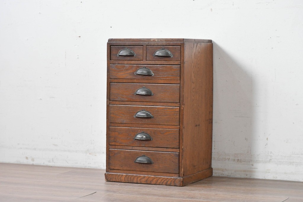 和製アンティーク　栓材　引き出し7杯のレトロなサイドチェスト　(R-087777)