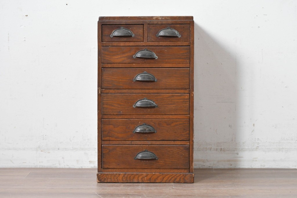 和製アンティーク　栓材　引き出し7杯のレトロなサイドチェスト　(R-087777)