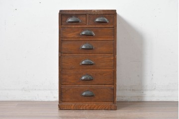 和製アンティーク　栓材　引き出し7杯のレトロなサイドチェスト　(R-087777)